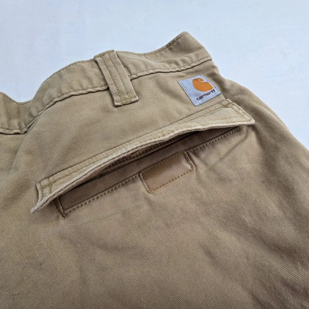 Carhartt Mens Rugged Flex Relaxed Fit Canvas Cargo Work Shorts Tan 36 BS3542-M